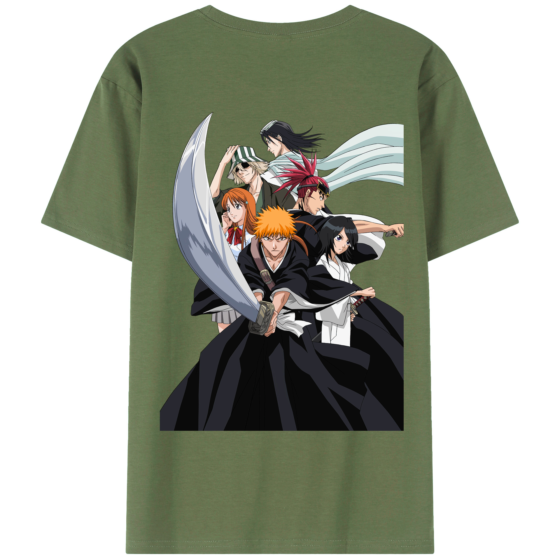 （画像用） ブリーチ 黒崎一護（くろさき いちご）BLEACH Kurosaki Ichigo 綿100％ メンズ半袖Tシャツ（バックプリント） 通気性